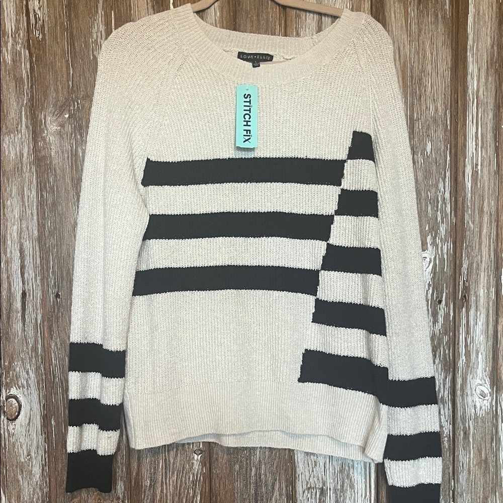 NWT LOVE ELLIE COLOR BLOCK LIGHT WEIGHT SWEATER, size large